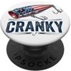 American Flag Patriotic Fisherman Appare Esche da pesca patriottiche Cranky USA Flag Pescatore PopSockets PopGrip Adesivo