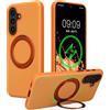 kwmobile Cover con anello supporto 360° per Samsung Galaxy A57 5G - Custodia rigida con kickstand girevole - Compatibile con MagSafe - arancione