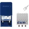 EDISION MAK-100 Kit: Amplificatore Antenna TV da palo 1UHF, 10-25db, 107dBmV, 24V, per Digitale Terrestre DVB-T/T2, con filtro 5G LTE + Alimentatore 24V 200mA F 2 uscite