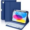 Hamile Custodia per iPad di 11a e 10a generazione con tastiera, 7 colori, retroilluminata, wireless, rimovibile, con portamatite, per iPad A16 11 2025 10a generazione 10,9 2022 (blu navy)