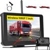 Hikity DVR Wireless Telecamera Retromarcia per Auto con Monitor 7 Pollici IPS Telecamera Visione Notturna IP68 Impermeabile Telecamera Posteriore Avviso di Angolo Cieco per Campeggio Caravan 12-24V