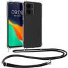 kwmobile Custodia Compatibile con Motorola Moto G14 Cover - Back Case in Silicone TPU - Protezione Smartphone con Cordino - nero/trasparente