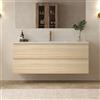 KAMALU Mobile bagno 120 cm due cassetti lavabo integrato legno chiaro | KAM-HR120
