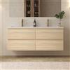KAMALU Mobile bagno 120 cm 4 cassetti doppio lavabo legno chiaro | KAM-HR120C