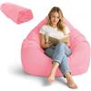 BOFITENG Fodera per pouf XL per adulti (solo fodera, senza imbottitura), con tasche laterali, per riporre peluche, per camera da letto, ufficio, soggiorno, terrazza, 100 x 120 cm(nero)