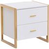 Pascal Morabito Vente-unique PASCAL MORABITO - Comodino 2 cassetti MDF Bianco laccato e Dorato - OMBRELIA