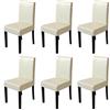 Mendler Set 6x sedie Littau soggiorno cucina sala da pranzo 56x43x90cm - ecopelle avorio piedi scuri