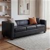 Mendler Divano Sofa 3 posti Lounge Moderno Elegante Serie Lille M65 75x191x70cm - Ecopelle Nero