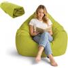 BOFITENG Fodera per pouf XL per adulti (solo fodera, senza imbottitura), con tasche laterali, per riporre peluche, per camera da letto, ufficio, soggiorno, terrazza, 100 x 120 cm(Matcha verde)