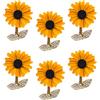 LongHoneySong 6 spille a forma di girasole con strass a forma di fiore, spille e spille da donna per sciarpe del Regno Unito, spille per abiti, spille smaltate, a forma di girasole, accessori per abbigliamento da