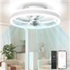 Aphyni 50cm Ventilatore da Soffitto con Luce LED,6 Velocità Regolabili, Funzione Reversibile,Dimmerabile 3000K-6500K,Telecomando e Controllo APP,Plafoniera a Soffitto con Ventola Silenziosa