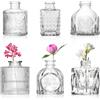 WANDGU 6 piccoli vasi per decorazione da tavolo: set di vasi in vetro vintage, decorativi, piccoli vasi Glasva Sen Flower sottili per casa, matrimoni, compleanni, feste, regalo, 8 cm