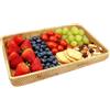 Tissting Vassoio Porta Pane, Elegante Cestino Intrecciato a Mano Rettangolare in Rattan Organizer da Tavolo per Colazione Tè Frutta Snack per Casa Ristorante