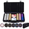 Engelhart - 320951 - Set Poker - Valigetta in Metallo Nero con 300 Gettoni (14 g) Numerati (1 a 500), 2 Set di Carte, 1 Bottone da Croupier, 5 Dadi