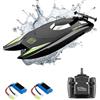 Goolsky Barca telecomandata RC per adolescenti adulti, 15+ MPH barca da corsa ad alta velocità con doppio motore, 2.4G 2CH barche radiocomandate per piscine o laghi con 2 batterie ricaricabili