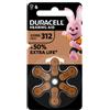 Duracell easy tab 312 marrone batteria per apparecchio acustico 6 pezzi