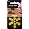 Duracell easy tab 10 giallo batteria per apparecchio acustico 6 pezzi