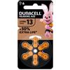 Duracell easy tab 13 arancio batteria per apparecchio acustico 6 pezzi
