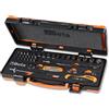 BETA - Set 12 Chiavi a Bussola 1/4 con 20 Inserti Avvitatore e 7 Accessori in Cassetta Metallica, Kit Professionale con Cricchetto 72 Denti per Officina e Manutenzione, 900/C12MZ