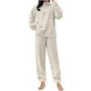 MaNMaNing Completo Pijama Donna Invernale 2 Pezzi in Pile con Tasche per Sonno e Relax Caldo e Morbido con Collo Tondo Taglie Forti per Comfort Ottimale