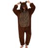 Luojida Pigiama Combinato Uomo Donna Pigiami Tute Cosplay Costume Kigurumi Travestimento Halloween Adulto Pigiama Pilou Pilou Caldo e Morbido con Tasche per Carnevale Halloween Capodanno, Orso marrone