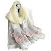 LumiSyne Sciarpa Di Seta Di Gelso Foulard Chiffon Donna Delicato Ricamo Di Rosa Tulle Trasparente Leggero Morbido Sciarpa Lunga Scialle Di Protezione Solare Stole Primavera Autunno