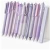 Mr. Pen - Set di penne gel viola, confezione da 12 | Penne a inchiostro nero con 1 evidenziatore estetico, 0,5 mm, penne gel lisce per diario, cancelleria estetica per ragazze