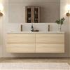 KAMALU Mobile bagno 140 cm 4 cassetti doppio lavabo legno chiaro | KAM-HR140C