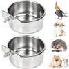PULCINELLI 2 Pz Ciotola per Uccelli in Acciaio Inox da Appendere 10X4,5 cm | Mangiatoia per Uccelli da Gabbia, Bird Feeder, Ciotola per Acqua e Cibo Ciondolo per Animale Piccolo, Cane, Gatto, Coniglio