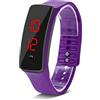 Naroote LED Orologio Digitale da Donna, Cinturino in Silicone Orologio Sportivo Digitale Quadrante 12 Ore Display Elettronico Orologio da Polso per Uomo Donna Ragazzi Studenti (Viola)