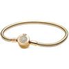 PANDORA Signature - Bracciale scintillante con maglia snake e O coronata, placcato in oro 14k, con pietre di zirconia cubica incolori