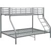 vidaXL Letto a Castello Grigio in Metallo 140x200 cm/90x200 cm