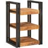 QZZCED Comodino rustico marrone-nero, 38 x 33 x 58 cm, in legno di mango, comodino con cassetto e ripiano, mobile per camera da letto in metallo, facile da installare