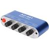 KIMISS Mini per Mixer Audio 3,5 Mm Mini 4 Vie per Mixer Audio Mini Mixer Stereo in Lega di Alluminio Blu Regolazione del Volume 4 in 1 Uscita Amplificatore Selettore Audio da 3,5 Mm per