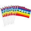 Tumnea Stick Flag Pace, Pace Flag Mini Bandiera della Pace Bandiera Arcobaleno con Bandiera PACE Bandiera della Pace in Poliestere - 50/100 pezzi