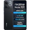 realme Note 70T 4+256GB Smartphone, Display Eye Comfort da 6,75'' a 90Hz, Batteria da 6000mAh, Protezione ArmorShell, Chipset Octa-core, 7,94 mm Ultra Sottile, IP54,Ossidiana Nera,Senza Caricabatterie