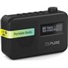 Pure Elan One2 Radio Portatile DAB+/FM con Bluetooth 5.1 (display LCD, 10 tasti di memoria, alimentazione a batteria con 4xAA possibile) Nero Carbone
