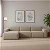 Talamo Italia - Divano fisso con penisola Licia, Divano componibile con chaise longue sinistra, Sofà moderno in tessuto, 100% Made in Italy, Cm 340x170h70, Tortora