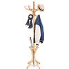 GIANTEX Appendiabiti da 184 cm, Scaffale per Abiti e Cappelli, Appendiabiti in Legno con 12 Ganci, Supporto per Ombrellone, Portabiti Autoportante, per Ingresso, Ufficio, Soggiorno (Naturale)