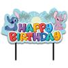 dekora, Cake Topper di Stitch & Angel Happy Birthday per torta di compleanno per bambini, decorazione per feste a tema Disney, adatto al contatto alimentare, silhouette in carta, 17,5 x 13 cm