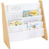 Humble Crew HumbleCrew Libreria Bambini Elegante: Scaffale 4 Ripiani per Libri, Design Naturale/Bianco, Perfetta per Camerette Stile e Letture Creative