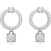 Swarovski Orecchini a cerchio Attract, Taglio Round, Bianchi, Placcato rodio