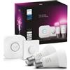Philips Kit di illuminazione intelligente Philips Hue White and Color ambiance: 2 lampadine intelligenti con attacco E27 (1100 lumen) + pulsante intelligente. Kit di illuminazione intelligente, Bluetooth/Zigbee, bianco, LED, attacco E27, A60