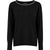 Kangra Cashmere Maglia Donna Scollo a Barca con Passamaneria Nero