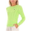 Polo Ralph Lauren Maglione verde girocollo in cotone a trecce