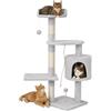 Bakaji Albero Tiragraffi per Gatti in Sisal e Peluche Parco Giochi Gatto con Cuccia Pali Graffiatoio e 3 Piattaforme Dimensioni 112 x 67 x 55 cm (Grigio Chiaro)