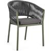 BIZZOTTO FLORENCIA SEDIA CON BRACCIOLI E CUSCINI WG23 VERDE BIZZOTTO
