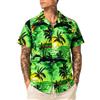 King Kameha Camicia Hawaiana Uomo Maniche Corte - Camicia Uomo Estiva con Stampa Navigare, Camicie Hawaiane da Navigare Leggera e Facile da Lavare - Surf, Green, 4XL