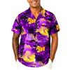 King Kameha Camicia Hawaiana Uomo Maniche Corte - Camicia Uomo Estiva con Stampa Navigare, Camicie Hawaiane da Navigare Leggera e Facile da Lavare - Surf, Purple, 3XL