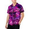 King Kameha Camicia Hawaiana Uomo Maniche Corte - Camicia Uomo Estiva con Stampa Navigare, Camicie Hawaiane da Navigare Leggera e Facile da Lavare - Surf, Pink Purple, 4XL